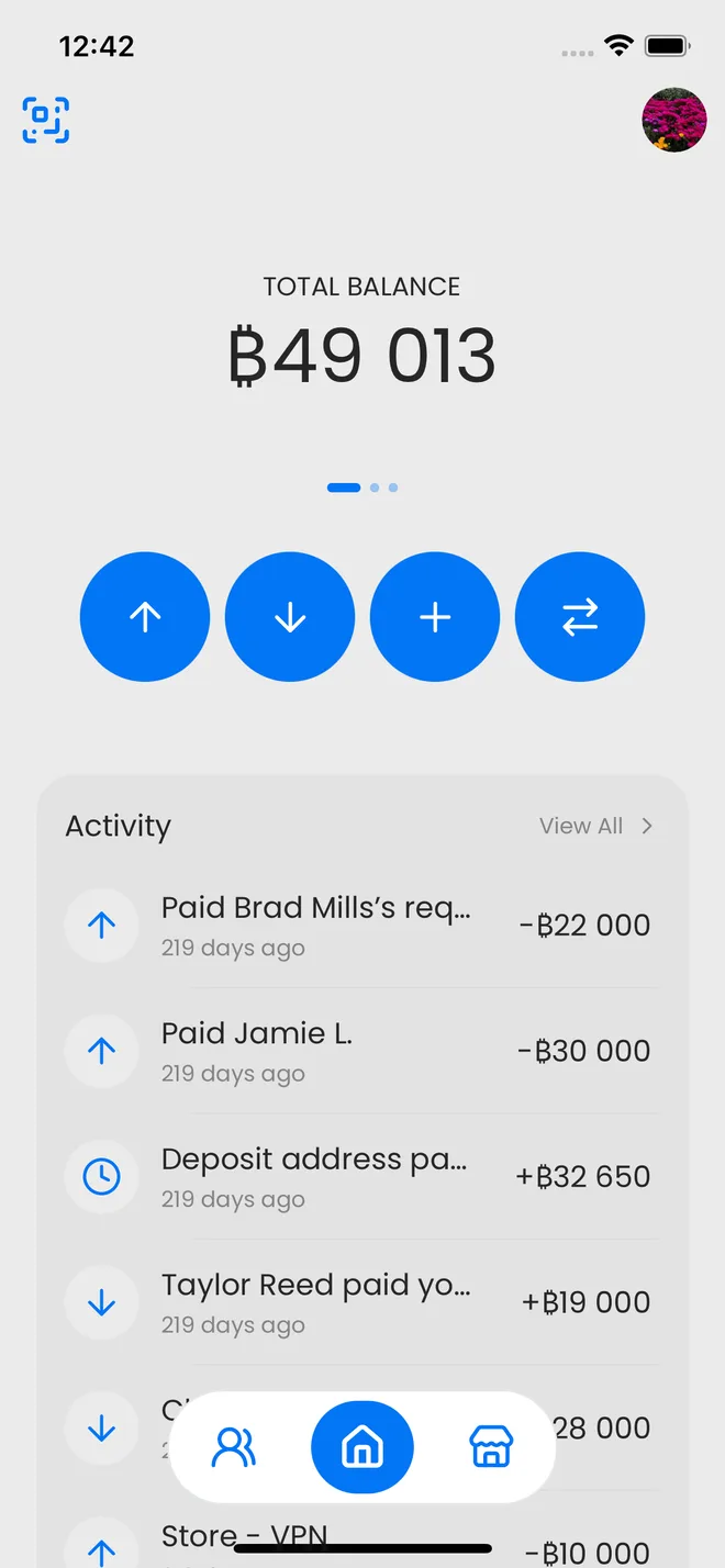 Blitz Wallet home screen